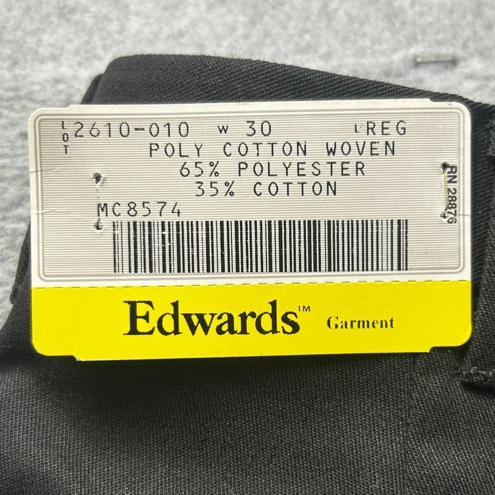 Edwards Dress Trousers Mens 30 Regular Black Pleated Career Uniform Office Pants